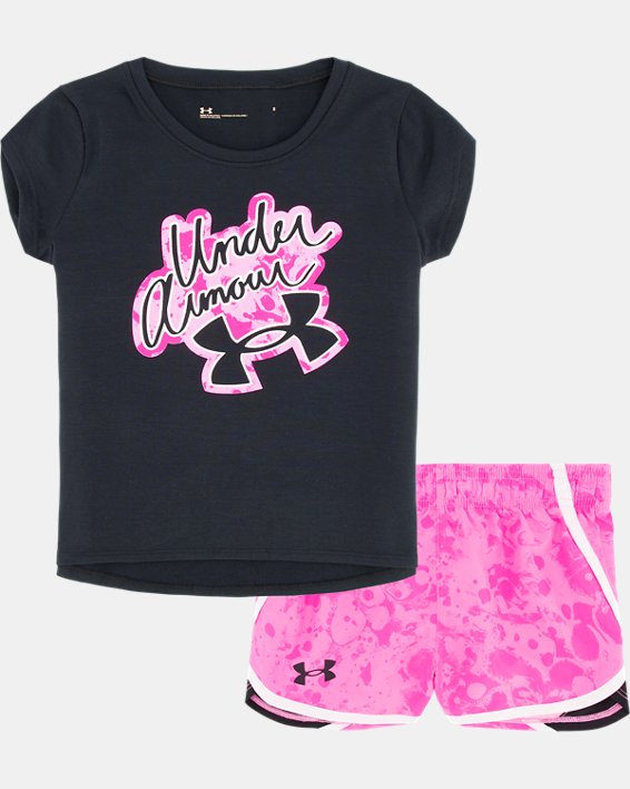 Girls' Infant UA Jupiter Wordmark Short Sleeve & Shorts Set, Black, pdpMainDesktop image number 0
